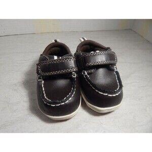Size 3 Dark Brown Genuine Kids Oshkosh Faux Leather Loafer Boats.